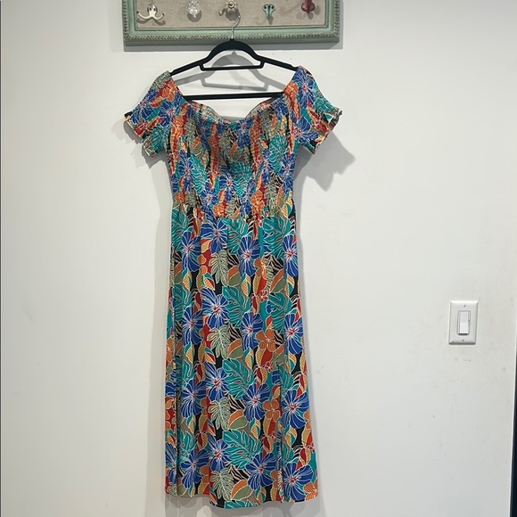 Cupshe Tropical Floral Off-Shoulder Midi Dress Size Large New with tag women’s - Picture 1 of 8